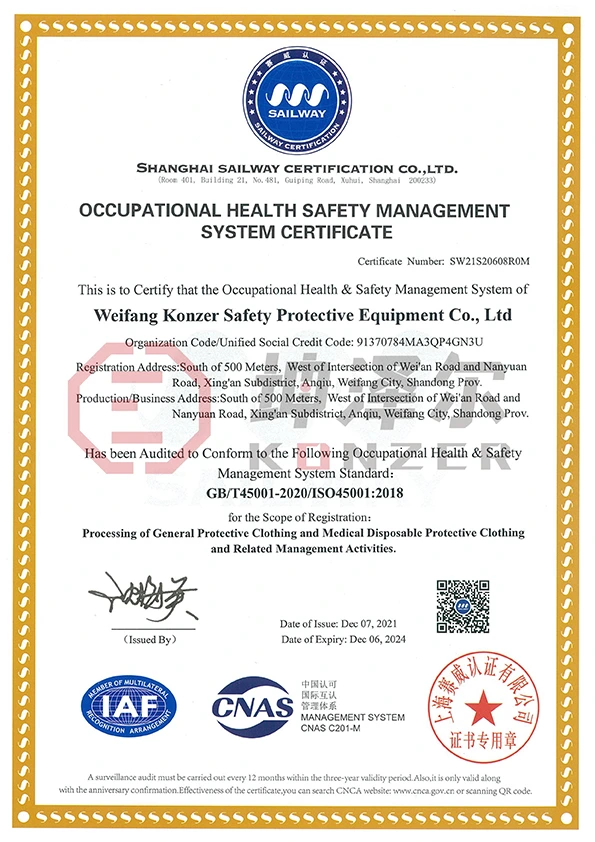 OCCUPATIONAL HEALTH SAFETY MANAGEMENTSYSTEM CERTIFICATE